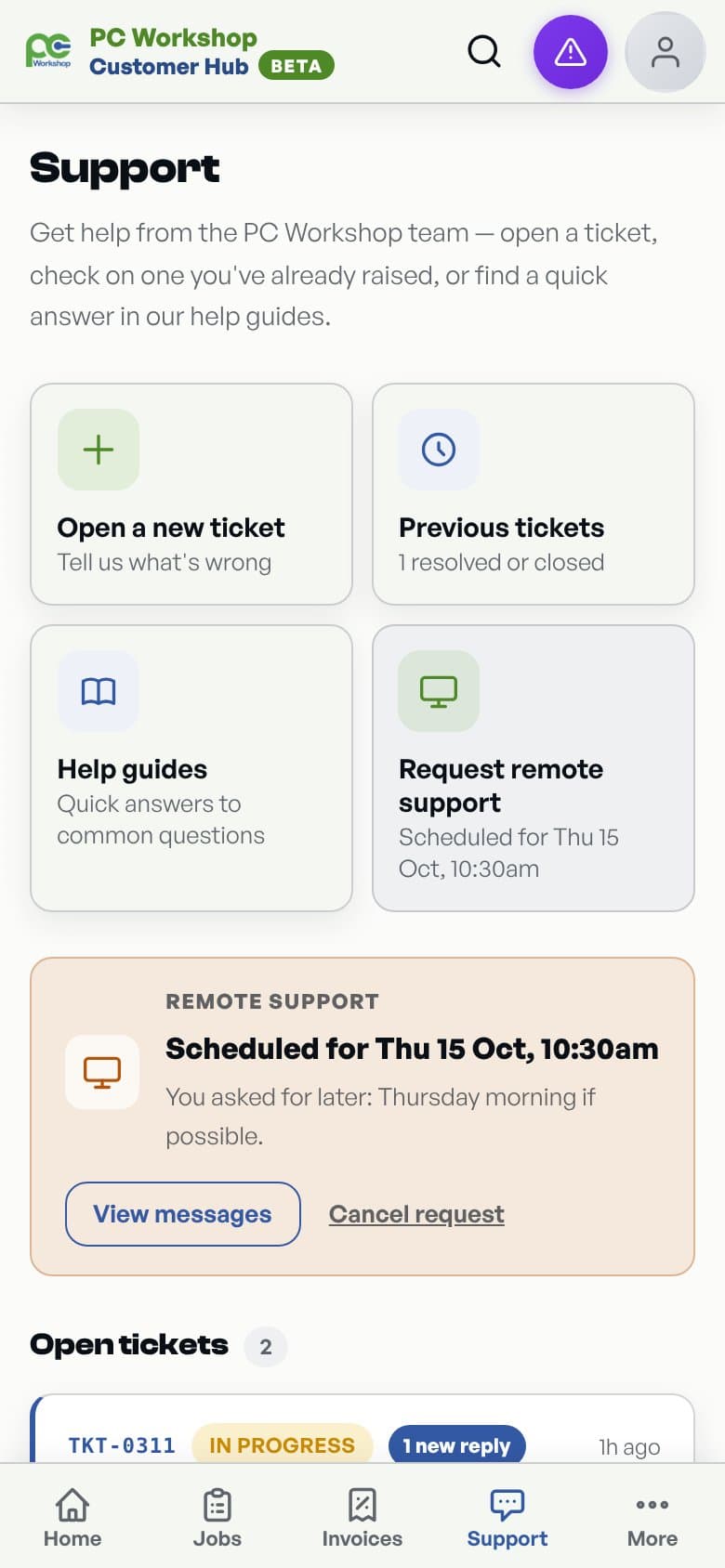 Support and remote help