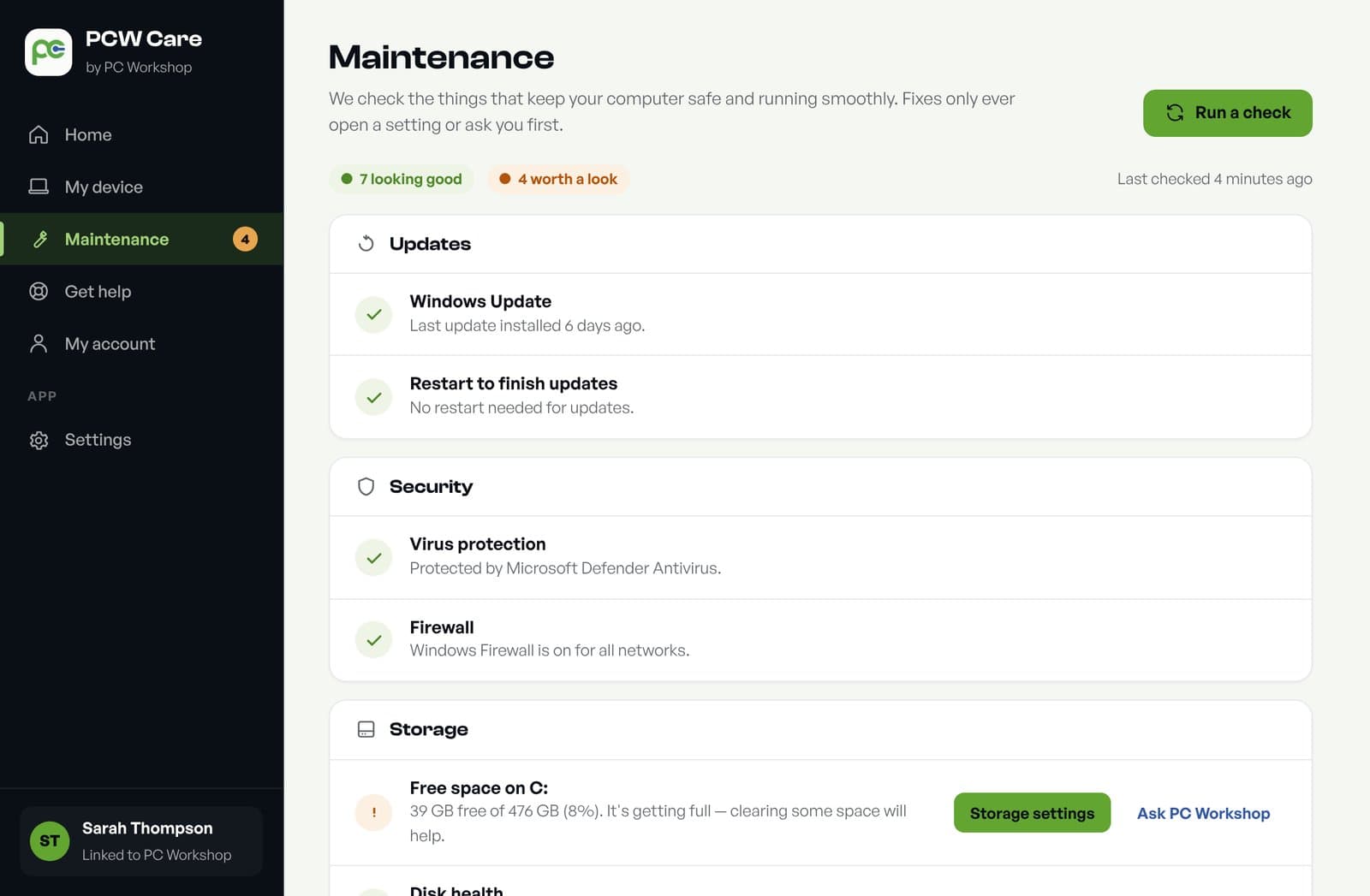 PCW Care — your computer's health, in plain English