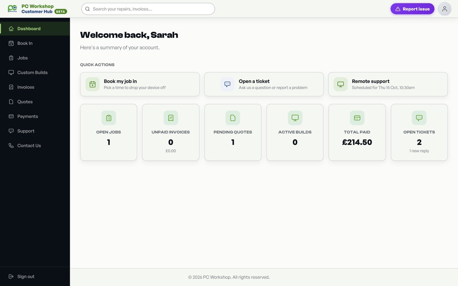 Your repair, your account — all in one place